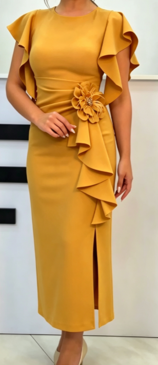 Fashionable women's floral pleated dress