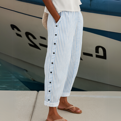 Elle | Stylish Striped Button Pants