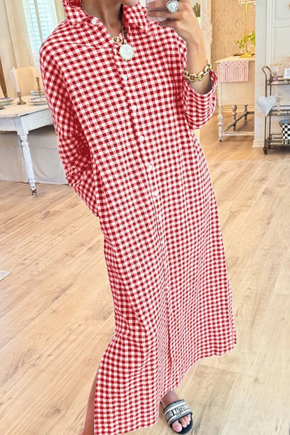 Seersucker Gingham Maxi Dress