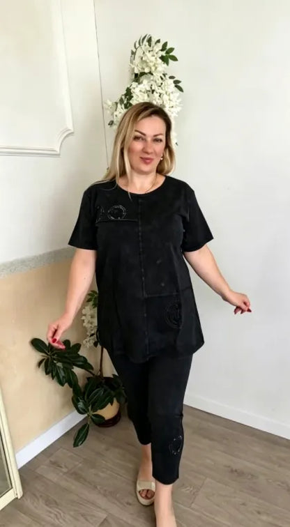 Summer Loose-fitting Slimming Embroidered Casual Suit