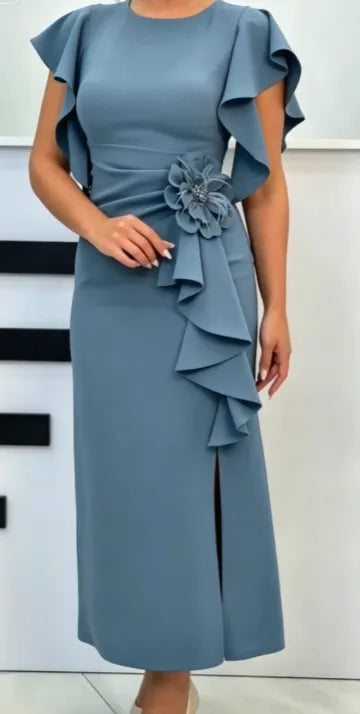 Fashionable women's floral pleated dress