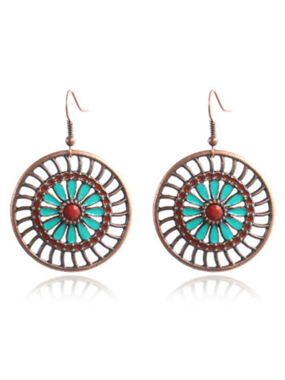 Fashion Round Cutout Flower Earrings