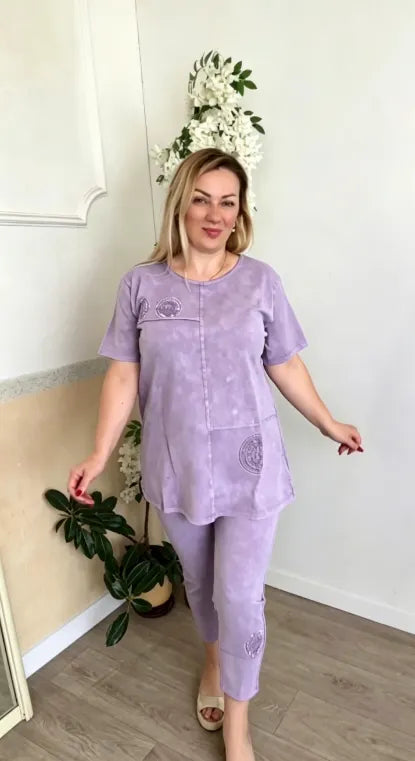 Summer Loose-fitting Slimming Embroidered Casual Suit
