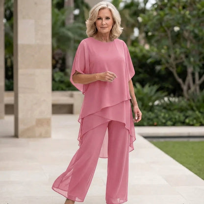 Suit with draped palazzo pants