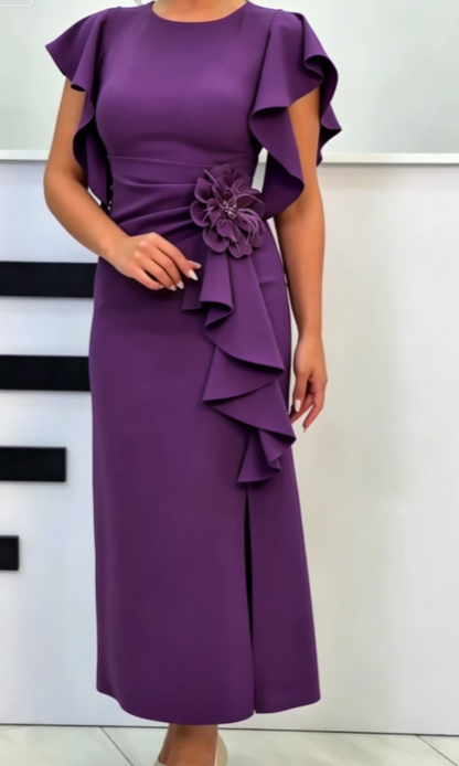 Fashionable women's floral pleated dress