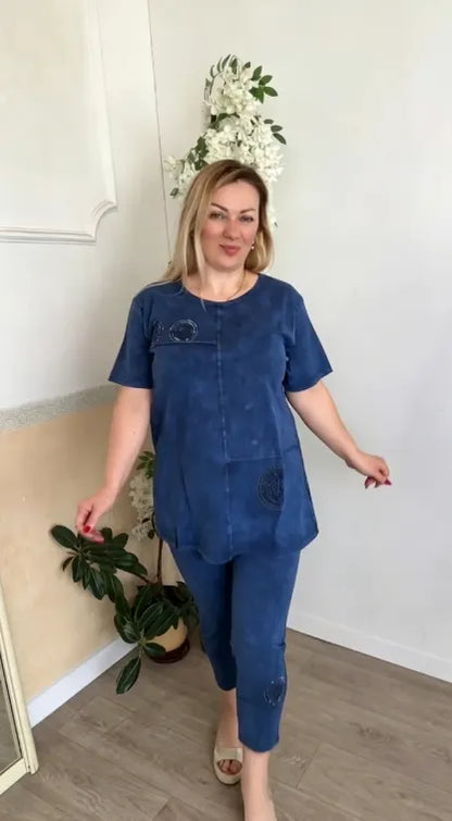 Summer Loose-fitting Slimming Embroidered Casual Suit