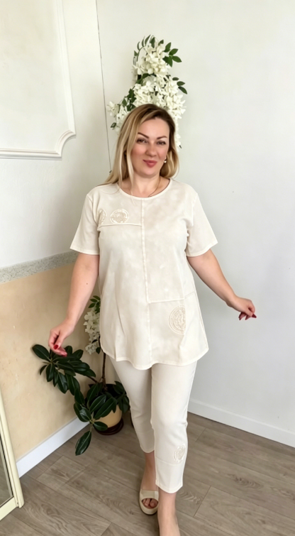 Summer Loose-fitting Slimming Embroidered Casual Suit