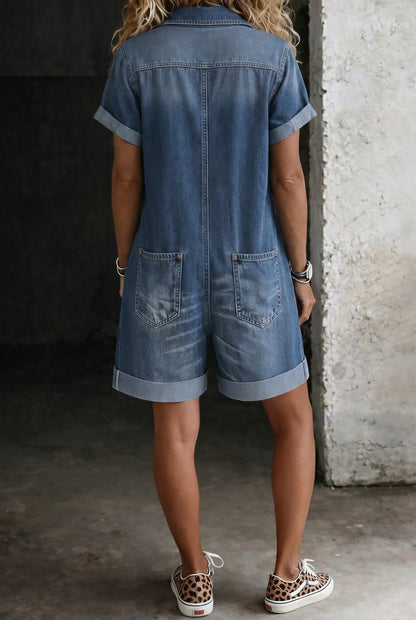 Nora | Casual Denim Jumpsuit Shorts