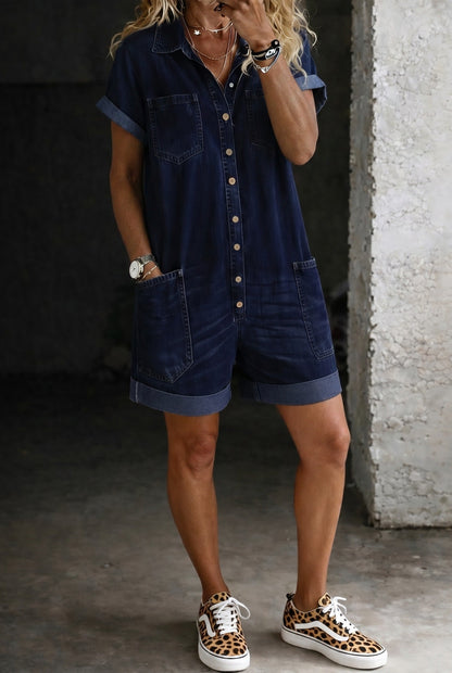 Nora | Casual Denim Jumpsuit Shorts